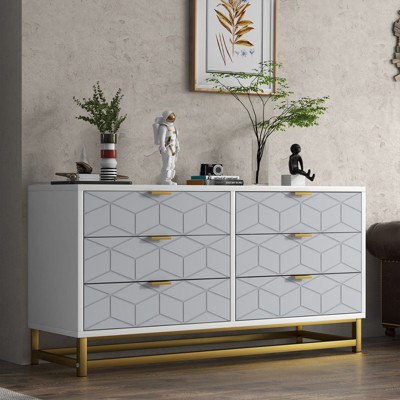 Narrow Dresser for Small Spaces - Modern Wood Chest w/Metal Legs, Versatile TV Stand & Organizer