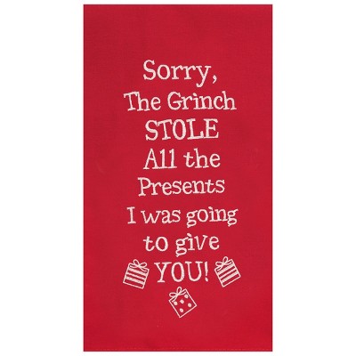 C&F Home Grinch Stole Presents Canvas Kitchen Towel