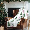 Pink Bow Christmas Tree Flannel Throw Blanket Pastel Soft Fuzzy Plush Cozy Blanket Coquette Bows Xmas Tree Gifts for Women Christmas Gift. - 2 of 4