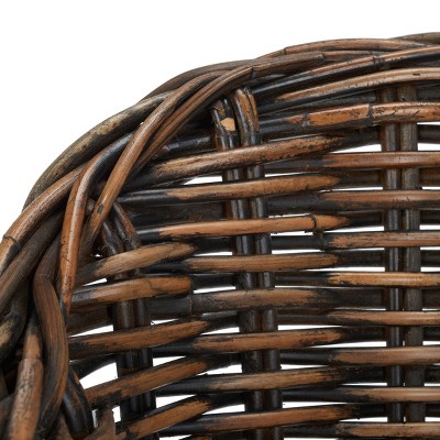 Modern Variegated Brown Rattan Club Chair with Cushions