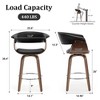 Bekrvio 26" Mid Century Modern Swivel Counter Height Bar Stools Set of 1/2/3/4 - PU Leather Upholstered,Walnut Bent Wood Legs for Kitchen Island - 4 of 4