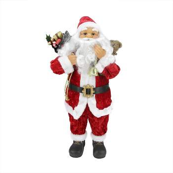 Northlight 24" Traditional Red and White Standing Santa Claus Christmas Figure with Gift Sack