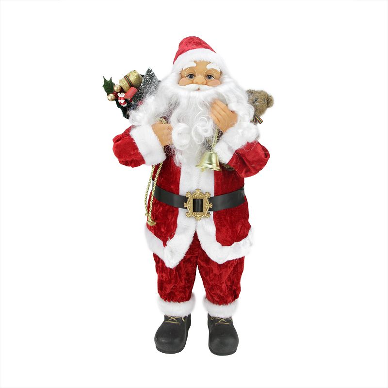 Northlight 24" Traditional Red and White Standing Santa Claus Christmas Figure with Gift Sack, 1 of 3