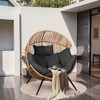 Celebalcony Wicker Egg Chair - Rattan Patio Chair with Cushion, Indoor-Outdoor Lounge Egg Basket Seat for Living Room,Bedroom,Patio,Backyard - 3 of 4