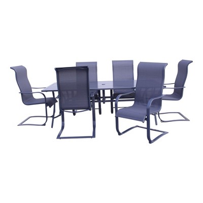 Courtyard Casual Santa Fe 7 pc Spring Sling 72" Rectangle Dining Set  Includes one Rectangle table and 6 Spring Chairs