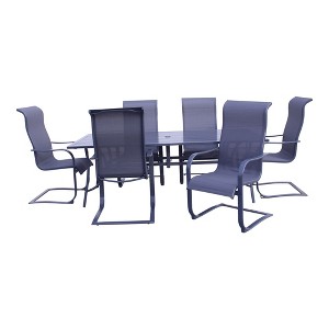 Courtyard Casual Santa Fe 7 pc Spring Sling 72" Rectangle Dining Set  Includes one Rectangle table and 6 Spring Chairs - 1 of 4