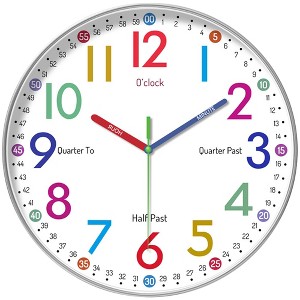 REGALWOVEN Plastic Round Battery Powered Silent Non-Ticking Wall Clock 12 Inches - 1 of 4