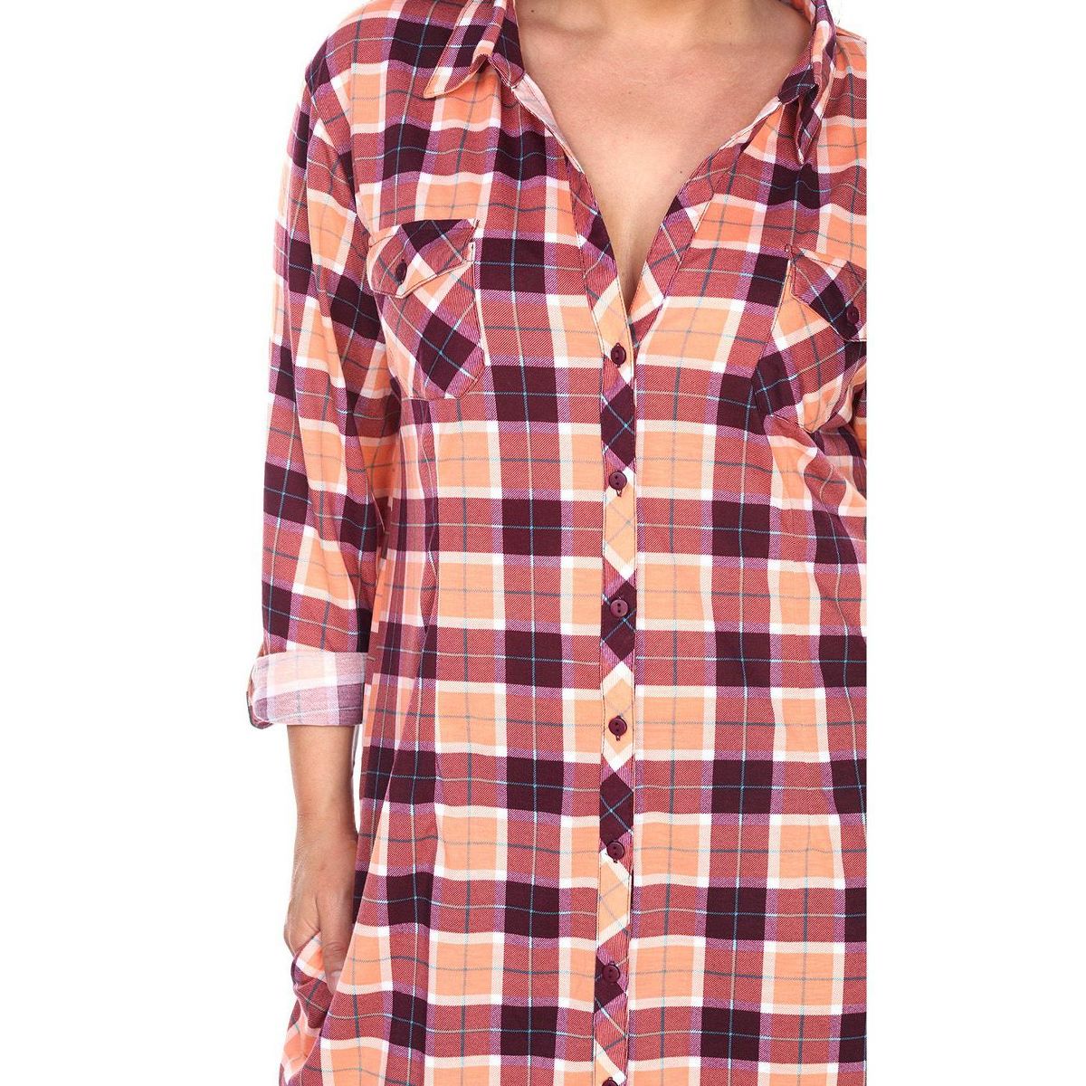 Women's Plus Size Piper Stretchy Plaid Tunic with Pockets - White Mark - thumbnail 5