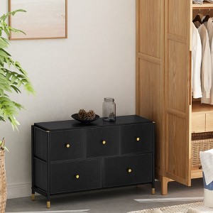 Tall Dresser with 6 PU Leather Front Drawers - 1 of 4