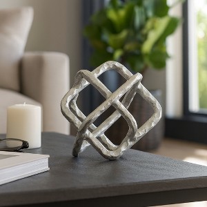 Textured Metal Geometric Sculpture for Home & Office - Glam Modern Accent Decor for Living Room & Bedroom - 1 of 4