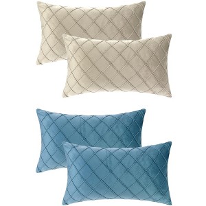 Unique Bargains Solid Geometric Textured Cushion Home Decor 4 Pcs Soft Velvet Decorative Pillow Covers for Bed Sofa - 1 of 4
