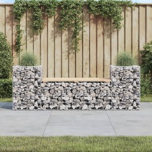 Garden Bench Natural Wood Solid Pine Wood Large Planters vidaXL - 1 of 4