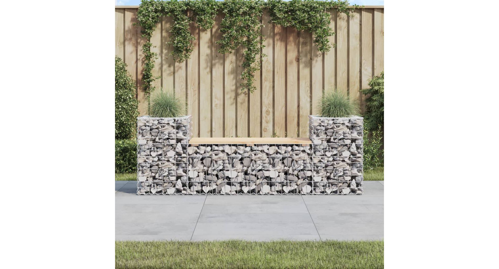 Garden Bench Natural Wood Solid Pine Wood Large Planters