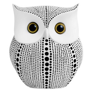 Itopfox Owl Statue 1 Piece 4.5 Inch White Polka Dot Decorative Figurine for Bookshelf Mantel Desk Home Office Bedroom Living Room - 1 of 4
