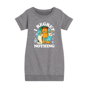 - Garfield - I Regret Nothing Graphic Short Sleeve Fleece Dress - 1 of 4