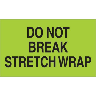 The Packaging Wholesalers Tape Logic Labels "Do Not Break Stretch Wrap" 3" x 5" Fluorescent Green