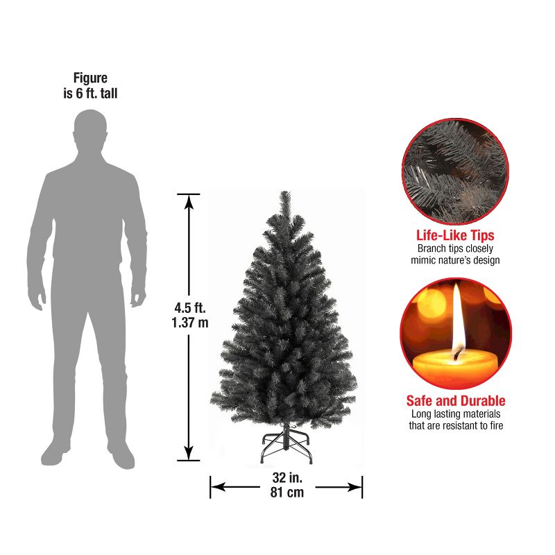 4.5' Unlit Black North Valley Spruce Artificial Christmas Tree - National Tree Company, 4 of 6