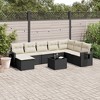 vidaXL 9 Piece Patio Sofa Set with Cushions Black Poly Rattan - Black and Cream Without Table - 2 of 4