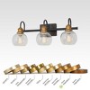 LNC Charm Modern Farmhouse Bathroom Vanity Light with Clear Glass Globe Shades, Black and Antique Gold, 3/4/5 Light - 2 of 4
