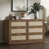 Coucheta Rattan 6-Drawer Dresser - Farmhouse Storage Chest with Woven Accents, Gold Handles, Caramel Oak Finish, Mid-Century Modern TV Stand - 2 of 4