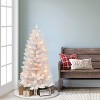 Puleo 4' Pre-lit Slim White Carson Artificial Christmas Tree Clear Lights: Indoor, Hinged Branches, PVC, No Tools Required - 3 of 4