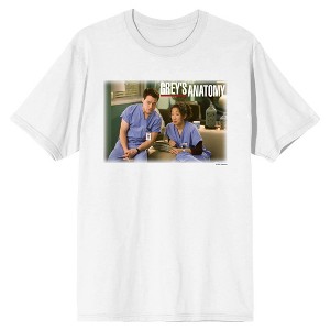 Grey’s Anatomy George O’Malley & Dr. Cristina Yang Adult White Crew Neck Short Sleeve T-shirt - 1 of 4