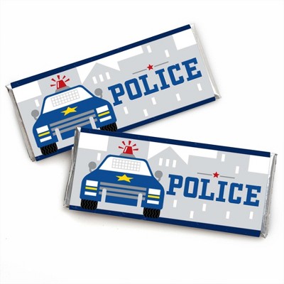 Big Dot of Happiness Calling All Units - Police - Candy Bar Wrapper Cop Birthday Party or Baby Shower Favors - Set of 24