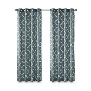 Gracie Mills Ondine Scroll Geometric Fretwork Grommet Window Curtain Panel - 1 of 4
