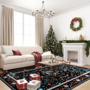 5x7ft Area Rug, Washable Rug with Non Slip Vintage Design, Soft Low Pile Carpet for Bedroom, Dining Room, Farmhouse - 1 of 4