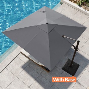 Pellebant 10.5FT Square Cantilever Umbrella Outdoor 360 Degree Rotation Offset Umbrella 6 Heights Adjustable with Base - 1 of 4