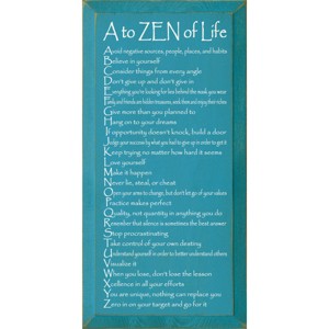 Slickblue Rustic Wall Sign – A to ZEN of Life Quote – Mindfulness & Motivation Wood Decor – 9x18 Inches, Color Options - 1 of 3