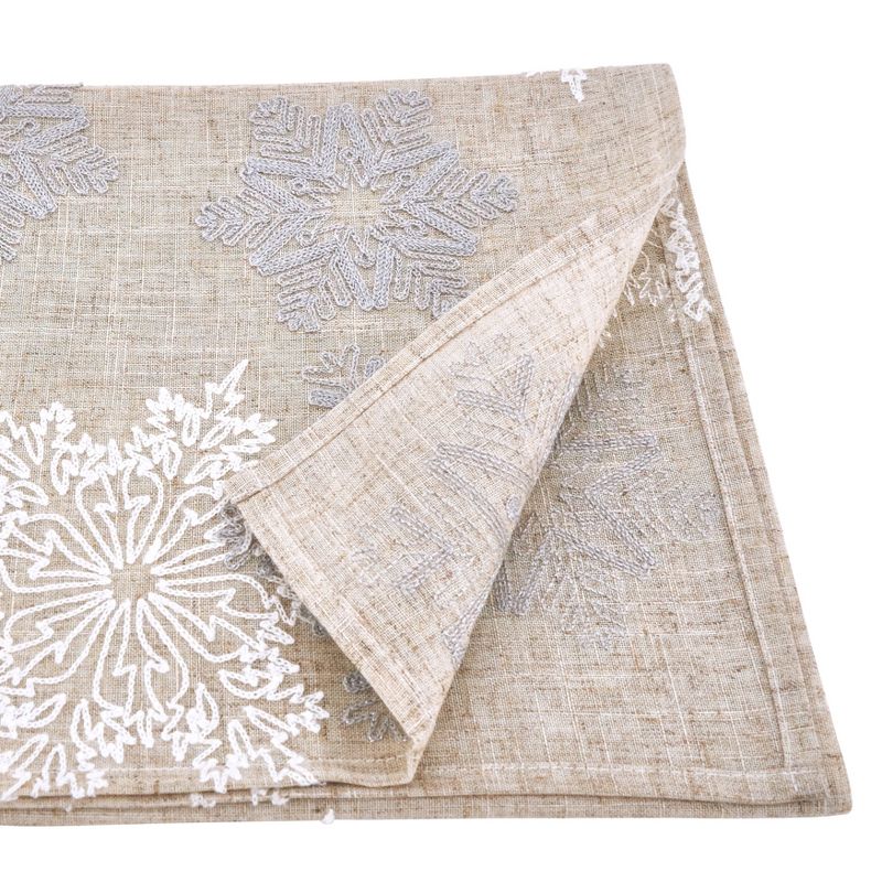 Saro Lifestyle Embroidered Snowflake Design Table Runner, 2 of 4