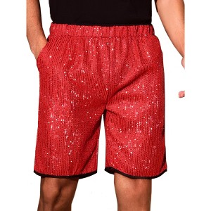 INSPIRE CHIC Men's Metallic Above Knee Clubwear Sparkly Sequins Shorts - 1 of 4