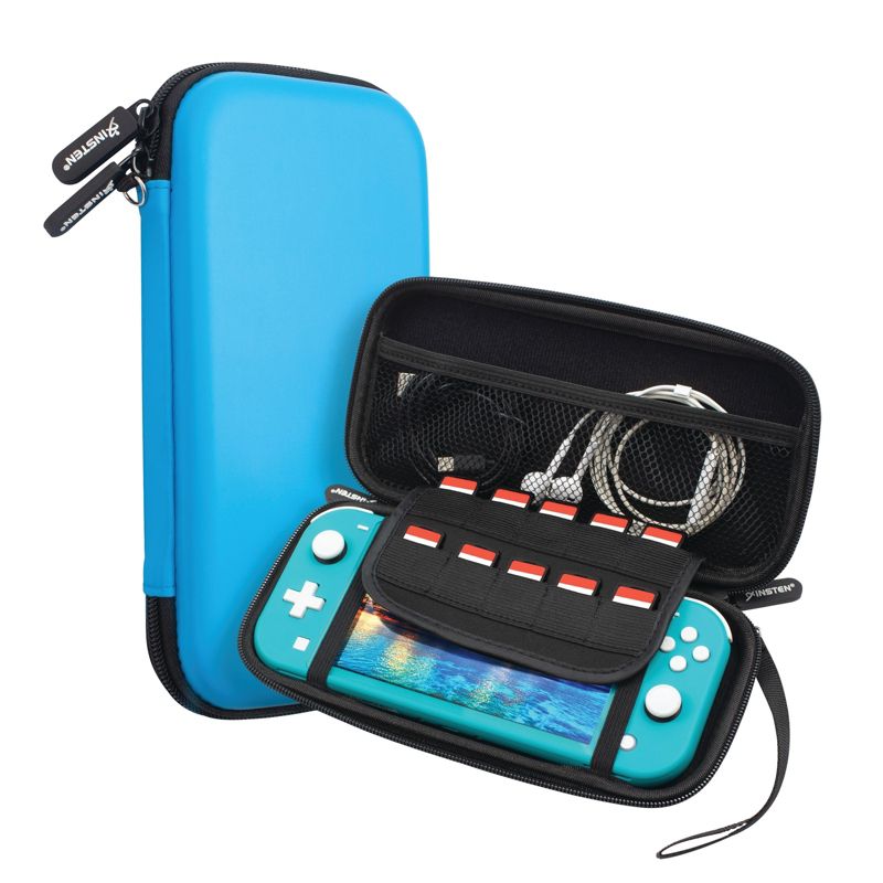 Insten Smooth Carrying Case with 10 Game Slots Holder for Nintendo Switch Lite - Portable & Protective Travel Cover Accessories, Blue, 1 of 10