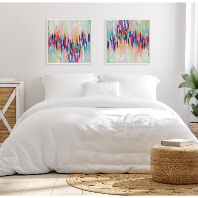 Colorful Abstract Brushstroke Canvas Wall Art, 22x22, White Frame