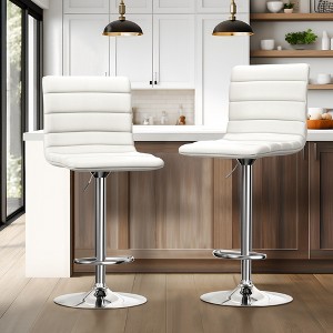 Dovelina Modern PU Leather Swivel Barstool Adjustable Bar Stool Set of 2 - 1 of 4