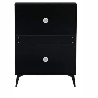 Vynxaria Black Shoe Organizer Cabinet with Storage Shelves