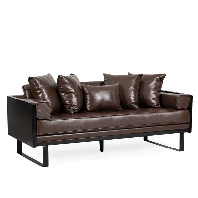NicBex PU Leather Loveseat Sofa Tufted Buttons Comfy Sofa Couch with Metal Legs for Living Room,Apartment