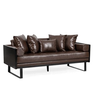 NicBex 72.25 Inch PU Leather Loveseat Sofa Couch with Metal Legs and Pillows for Living Room,Apartment,Office - 1 of 4