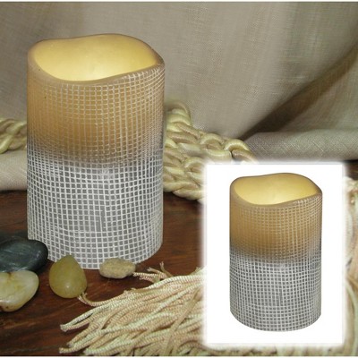 Brite Star 4" Stone Gray Lattice Battery Operated Flameless LED Lighted Flickering Wax Pillar Candle