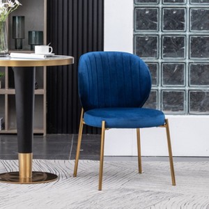 Roundhill Furniture Amoa Contemporary Velvet Upholstery Dining Chair, Blue, Set of 2 - 1 of 4