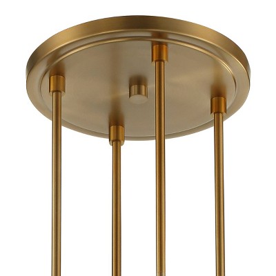 Aron 40" Brass Wagon Wheel Chandelier with Clear Glass Shades