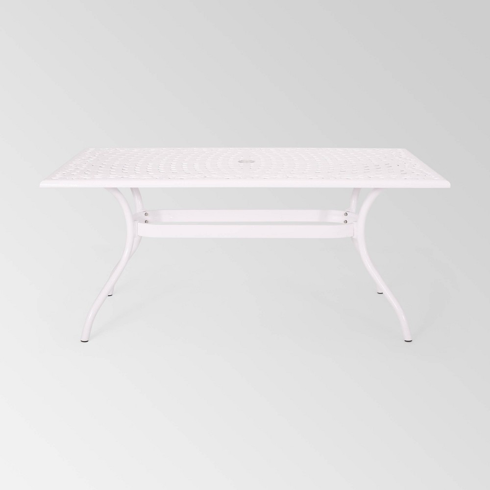 Photos - Garden Furniture Phoenix Rectangle Aluminum Dining Table - White - Christopher Knight Home