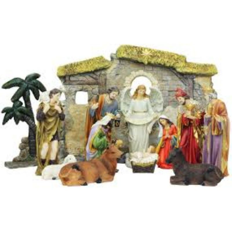 Northlight 13-Piece Gray Traditional Religious Christmas Nativity Figurine with Stable 23.25", 3 of 4