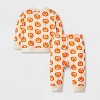 Baby 2pc Halloween Pumpkin French Terry Sweatshirt & Jogger Pants Set - Cat & Jack™ Cream - 2 of 4