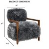 Sapphtopaz Modern Faux Fur Accent Chair with Raked Back & Wooden Arms Upholstered Comfy Bedroom Chair Soft Armchair for Living Room, Bedroom - 4 of 4