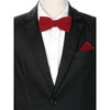INSPIRE CHIC Men's Velvet Solid Color Adjustable Pre-Tied Bow Tie Pocket Square Set 2 Pcs - 4 of 4