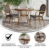Flash Furniture Lourdes Indoor/Outdoor Commercial Bistro 31.5" Table, Black and White PE Rattan, Glass Top with 2 Stack Chairs - 3 of 4