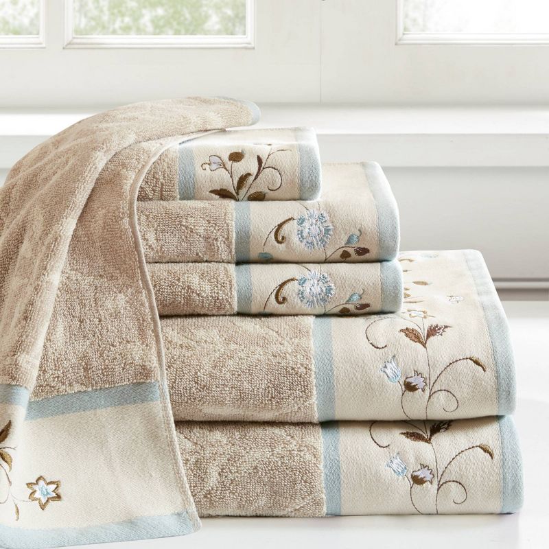 6pc Monroe Embroidered Cotton Jacquard Towel Set - Madison Park, 3 of 9