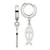 Chisel Stainless Steel Polished Ichthus Hinged Hoop Dangle Earrings - 2 of 4